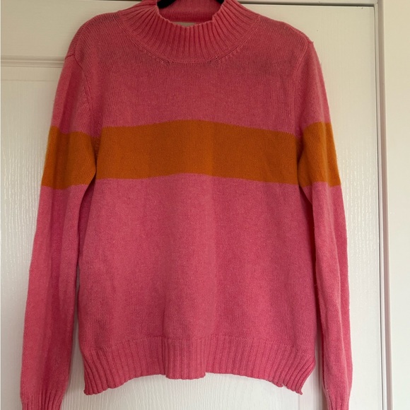 Vibrant cashmere Pink and Orange Women's Turtleneck Sweater - Picture 5 of 5